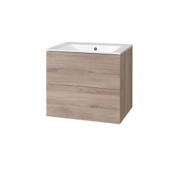 Aira, koupelnová skříňka s keramickym umyvadlem 61 cm, dub