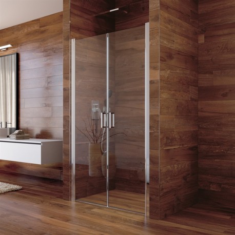 Sprchové dveře, LIMA, dvoukřídlé, lítací, 85x190 cm, chrom ALU, sklo Čiré