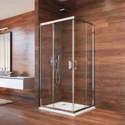 Sprchový kout, LIMA, obdélník, 90x80 cm, chrom ALU, sklo Čiré
