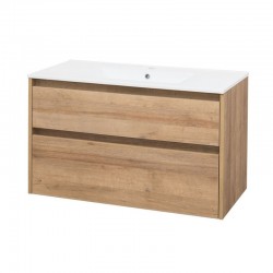 Opto, koupelnová skříňka s keramickým umyvadlem 101 cm, dub