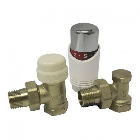 Set termostatický, rohový 1/2" ( term. ventil, uzav. šroubení, hlavice)