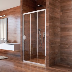 Sprchové dveře, Lima, trojdílné, zasunovací, 100x190 cm, chrom ALU, sklo Point