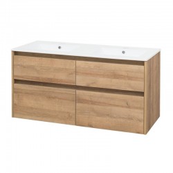 Opto, koupelnová skříňka s keramickým umyvadlem 121 cm, dub