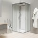 Sprchový box, čtvercový, 90cm, satin ALU, sklo Point, zadní stěny bílé, SMC vanička, se stříškou