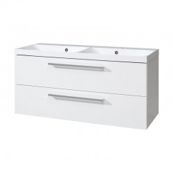 Bino, koupelnová skříňka s umyvadlem z litého mramoru 121 cm, bílá