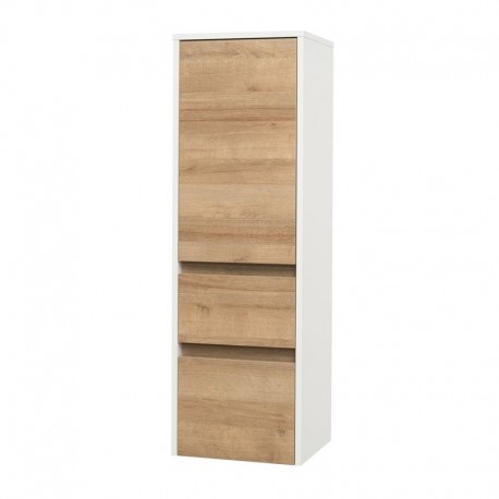 Opto koupelnová skříňka vysoká 125 cm, pravé otevírání, bílá/dub