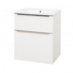 Mailo, koupelnová skříňka s keramickým umyvadlem 61 cm, bílá