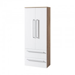Bino, koupelnová skříňka vysoká, dvojitá 163 cm, bíla/dub
