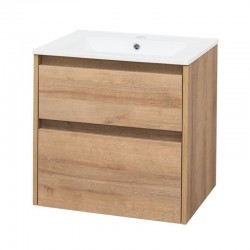 Opto, koupelnová skříňka s keramickým umyvadlem 61 cm, dub