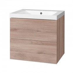 Aira, koupelnová skříňka s umyvadlem z litého mramoru 61 cm, dub