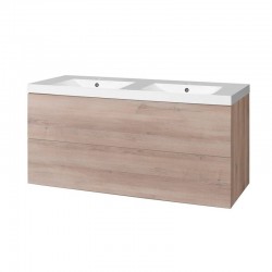 Aira, koupelnová skříňka s umyvadlem z litého mramoru 121 cm, dub