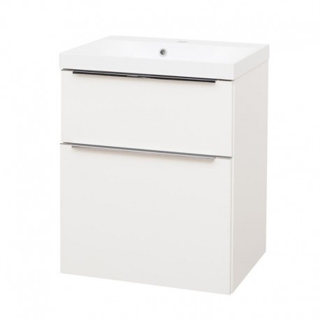 Mailo, koupelnová skříňka s umyvadlem z litého mramoru 61 cm, bílá