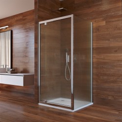 Sprchový kout, Lima, čtverec, 90x90190 cm, chrom ALU, sklo Point, dveře pivotové