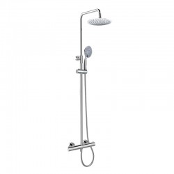 Termostatická nástěnná sprchová baterie s hadicí, ruční a talířovou kulatou sprchou slim 200 mm