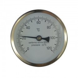 Teploměr bimetalový DN 63, 0 - 120 °C, zadní vývod 1/2", jímka 100 mm