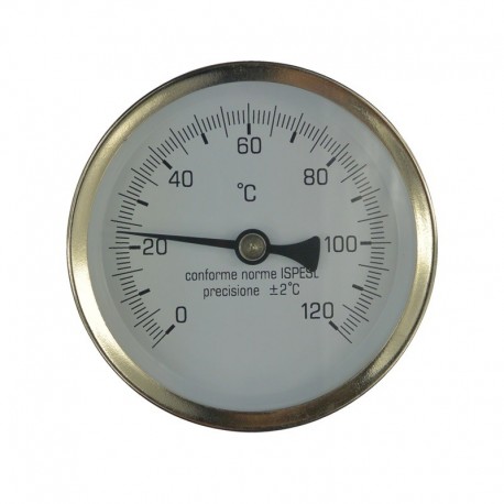 Teploměr bimetalový DN 100, 0 - 120 °C, zadní vývod 1/2", jímka 50 mm