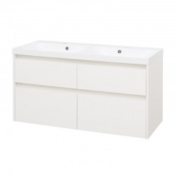 Opto, koupelnová skříňka s umyvadlem z litého mramoru 121 cm, bílá
