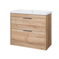 Vigo, koupelnová skříňka s keramickým umyvadlem 80 cm, dub Riviera
