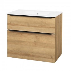 Mailo, koupelnová skříňka s keramickým umyvadlem 81 cm, dub