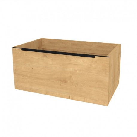 Mailo, koupelnová skříňka 81 cm, 1 zásuvka, černé madlo, Multidecor, Dub Arlington