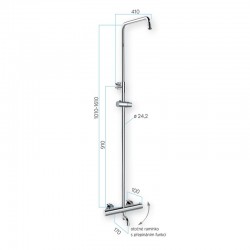 Termostatická nástěnná sprchová baterie s hadicí, ruční a talířovou hranatou sprchou 300x190mm