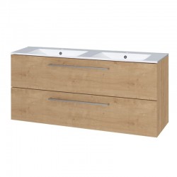 Bino, koupelnová skříňka s keramickým umyvadlem 121 cm, dub Arlington
